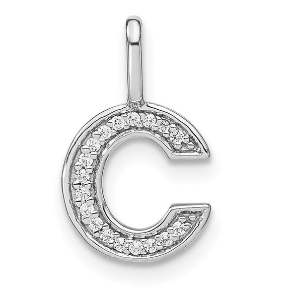 Kazi Luxury 14K White Gold Diamond Lower Case Letter C Initial Pendant